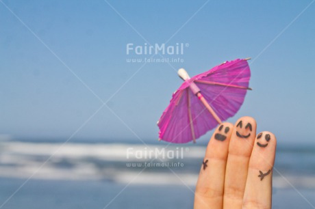 Fair Trade Photo Activity, Colour image, Friendship, Funny, Holiday, Horizontal, Peru, Relax, Relaxing, Sea, Smile, South America, Summer, Together, Umbrella