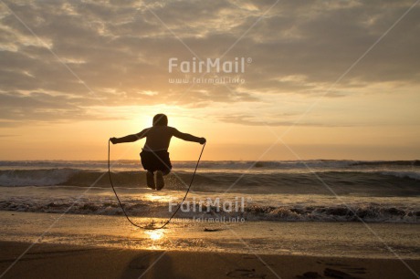 Fair Trade Photo Activity, Beach, Colour image, Emotions, Evening, Happiness, Horizontal, Jumping, Outdoor, Peru, Playing, Shooting style, Silhouette, South America, Summer, Sunset