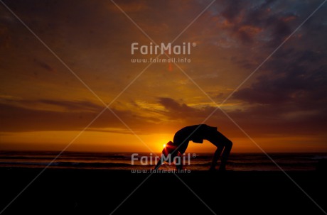 Fair Trade Photo Balance, Beach, Colour image, Evening, Horizontal, One girl, Outdoor, Peace, People, Sea, Sky, Spirituality, Wellness, Yoga, Youth