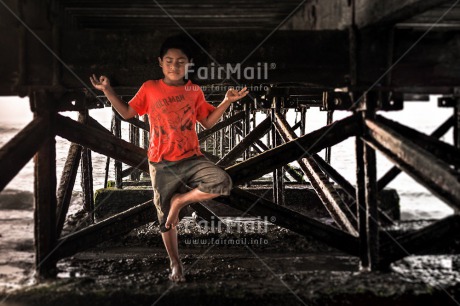 Fair Trade Photo Balance, Colour image, Evening, Horizontal, One boy, Outdoor, Peace, People, Sky, Spirituality, Wellness, Yoga, Youth