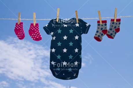 Fair Trade Photo Birth, Clothing, Colour image, Horizontal, New baby, Peru, Sky, Sock, South America, Summer, Washingline