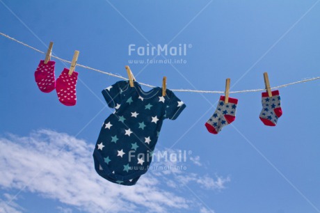 Fair Trade Photo Birth, Clothing, Colour image, Horizontal, New baby, Peru, Sky, Sock, South America, Summer, Washingline