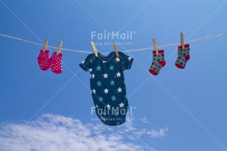 Fair Trade Photo Birth, Clothing, Colour image, Horizontal, New baby, Peru, Sky, Sock, South America, Summer, Washingline