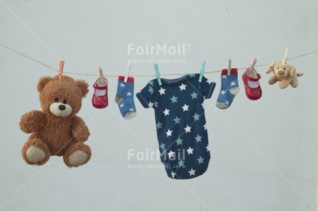 Fair Trade Photo Birth, Clothing, Colour image, Horizontal, New baby, Peru, South America, Teddybear, Washingline