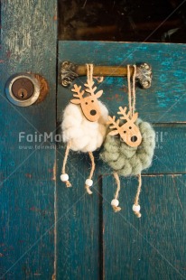 Fair Trade Photo Activity, Adjective, Animals, Blue, Celebrating, Christmas, Christmas decoration, Colour, Door, Object, Present, Reindeer, Vertical