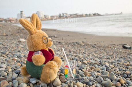 Fair Trade Photo Animals, Beach, Colour image, Holiday, Huanchaco, Love, Peluche, Peru, Rabbit, Sea, South America, Thinking of you, Valentines day