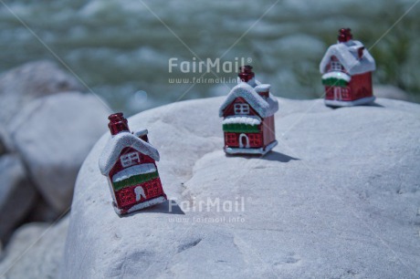 Fair Trade Photo Christmas, Day, Horizontal, House, Outdoor, Red, Seasons, Snow, Stone, Tabletop, White, Winter