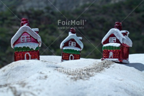 Fair Trade Photo Christmas, Day, Horizontal, House, Outdoor, Red, Seasons, Snow, Stone, Tabletop, White, Winter