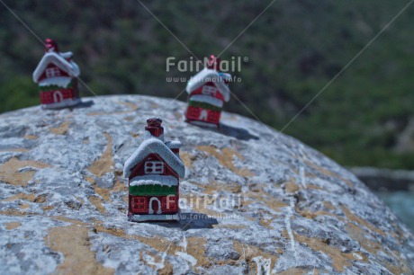 Fair Trade Photo Christmas, Day, Horizontal, House, Outdoor, Red, Seasons, Snow, Stone, Tabletop, White, Winter