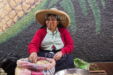 Fair Trade Photo Colour image, Horizontal, Latin, One woman, People, Peru, Selling, Sombrero, South America, Streetlife