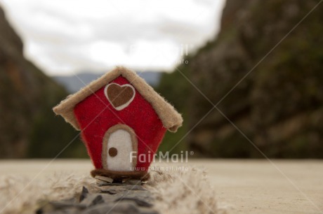 Fair Trade Photo Colour image, Heart, Horizontal, House, New home, Outdoor, Peru, Red, South America, Stone