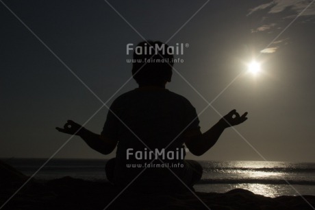 Fair Trade Photo Colour image, Evening, Horizontal, One person, Outdoor, Peru, Silhouette, South America, Yoga