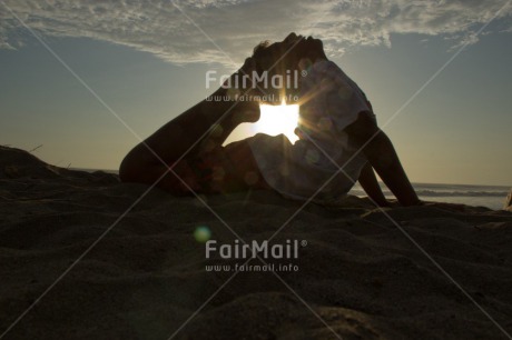 Fair Trade Photo Colour image, Evening, Horizontal, One person, Outdoor, Peru, Silhouette, South America, Yoga