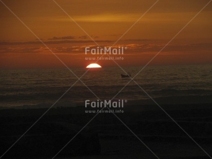 Fair Trade Photo Boat, Colour image, Fisherman, Horizontal, Nature, Outdoor, Peru, Scenic, Sea, South America, Sun, Sunset, Travel
