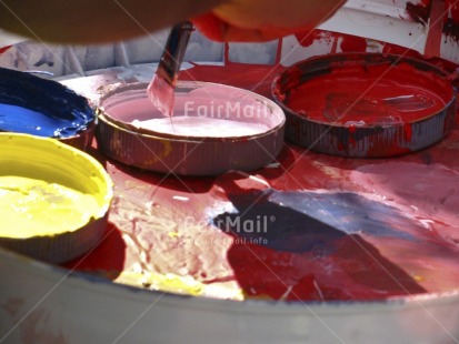 Fair Trade Photo Activity, Brush, Closeup, Colour image, Colourful, Dailylife, Horizontal, Outdoor, Painting, Peru, South America, Working
