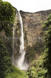 Fair Trade Photo Colour image, Mountain, Nature, Peru, Scenic, South America, Travel, Vertical, Waterfall
