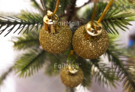 Fair Trade Photo Christmas, Christmas ball, Colour image, Gold, Green, Horizontal, Indoor, Peru, South America, Tree