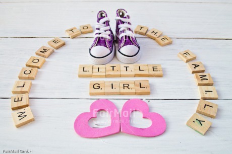Fair Trade Photo Birth, Colour image, Heart, Horizontal, Letter, New baby, Peru, Shoe, South America, Text, White