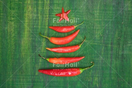 Fair Trade Photo Christmas, Christmas decoration, Christmas tree, Colour, Colour image, Food and alimentation, Green, Horizontal, Object, Pepper, Peru, Place, Red, South America, Star, Vegetable