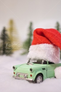 Fair Trade Photo Car, Christmas, Christmas decoration, Clothing, Colour, Colour image, Hat, Nature, Object, People, Peru, Place, Red, Santaclaus, Snow, Snowflake, South America, Transport, Tree, Vertical