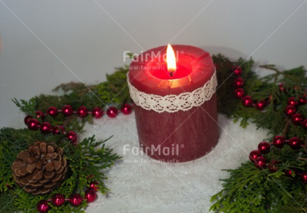 Fair Trade Photo Candle, Christmas, Colour image, Flame, Green, Horizontal, Red