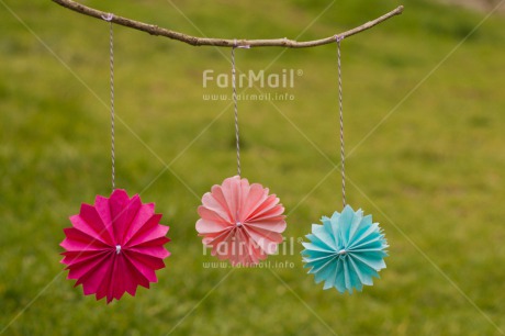Fair Trade Photo Blue, Branch, Colour image, Easter, Emotions, Flowers, Grass, Green, Hanging, Happiness, Horizontal, Multi-coloured, Paper, Peru, Pink, Seasons, South America, Spring, Summer, Tree
