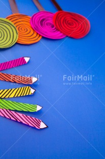Fair Trade Photo Activity, Birthday, Blue, Candle, Celebrating, Colour image, Crafts, Indoor, Lollipop, Multi-coloured, Paper, Peru, Seasons, South America, Studio, Summer, Sweets, Vertical