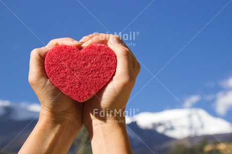 Fair Trade Photo Colour image, Day, Fathers day, Hands, Heart, Horizontal, Landscape, Love, Mountain, Nature, Outdoor, Peru, Red, Sky, South America, Valentines day