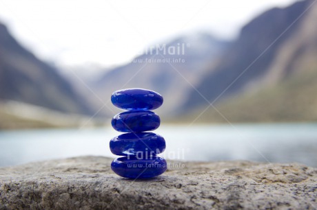 Fair Trade Photo Balance, Blue, Colour image, Day, Glass, Horizontal, Lake, Nature, Outdoor, Peace, Peru, Silence, South America, Stone, Tower, Yoga