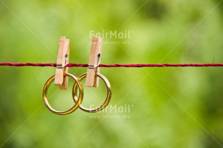 Fair Trade Photo Colour image, Couple, Gold, Green, Hanging, Horizontal, Love, Marriage, Nature, Outdoor, Peg, Peru, Ring, South America, Together, Two, Wedding