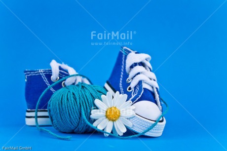 Fair Trade Photo Ball of yarn, Birth, Blue, Boy, Colour image, Daisy, Flower, Horizontal, New baby, People, Peru, Shoe, South America