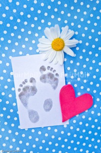 Fair Trade Photo Birth, Blue, Boy, Colour image, Daisy, Flower, Footstep, Heart, New baby, People, Peru, Red, South America, Vertical