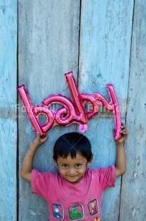 Fair Trade Photo Birth, Blue, Child, Colour image, New baby, People, Peru, Pink, South America, Tarapoto travel, Vertical