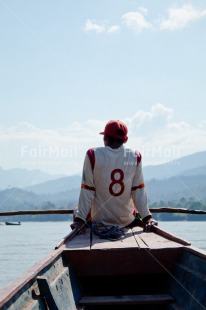 Fair Trade Photo Boat, Colour image, People, Peru, River, South America, Tarapoto travel, Vertical, Water