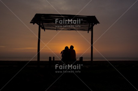 Fair Trade Photo Beach, Colour image, Couple, Evening, Friendship, Horizontal, Love, Outdoor, Peru, Romantic, Scenic, Sea, Sky, South America, Summer, Sunset, Together, Two people