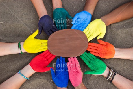 Fair Trade Photo Closeup, Colour image, Cooperation, Discrimination, Friendship, Group of People, Hand, Horizontal, Multi-coloured, Outdoor, Paint, People, Peru, Sharing, Shooting style, South America, Together, Tolerance, Values