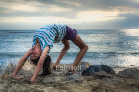 Fair Trade Photo Activity, Beach, Colour image, Horizontal, One girl, People, Peru, Sea, South America, Summer, Wellness, Yoga