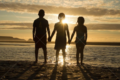 Fair Trade Photo Activity, Colour image, Emotions, Friendship, Group of children, Happiness, Horizontal, People, Peru, Playing, Shooting style, Silhouette, South America, Sunset, Together, Water