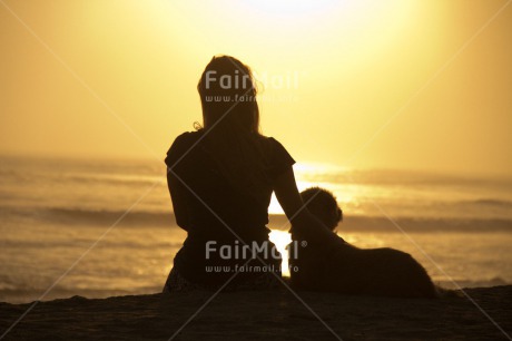 Fair Trade Photo Animals, Care, Colour image, Dog, Friendship, Holiday, Horizontal, Love, One girl, People, Peru, Shooting style, Silhouette, South America, Summer, Sunset, Travel