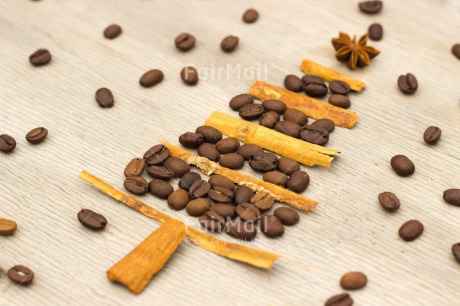 Fair Trade Photo Bean, Brown, Christmas, Coffee, Colour image, Food and alimentation, Indoor, Peru, Seasons, South America, Star, Tree, Winter, Wood