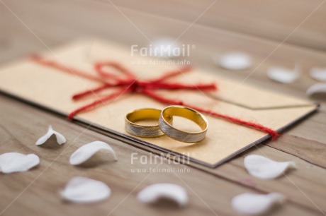 Fair Trade Photo Colour image, Envelope, Flowers, Horizontal, Indoor, Invitation, Leaf, Letter, Love, Marriage, Message, Peru, Red, Ribbon, South America, Table, Wedding, White, Wood