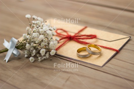 Fair Trade Photo Colour image, Envelope, Flowers, Horizontal, Indoor, Invitation, Letter, Love, Marriage, Message, Peru, Red, Ribbon, South America, Table, Wedding, White, Wood