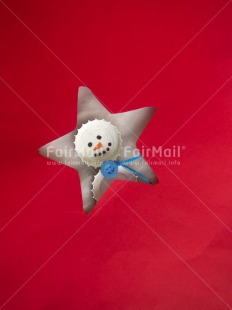 Fair Trade Photo Christmas, Colour image, Funny, Peru, Red, Smile, Snow, Snowman, South America, Star, Vertical