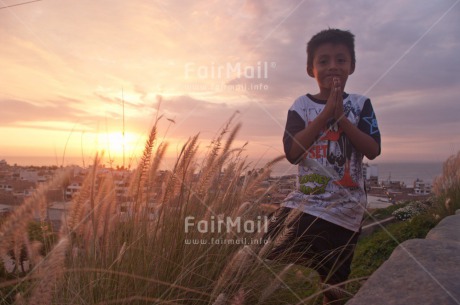 Fair Trade Photo Colour image, Evening, Health, Horizontal, One boy, Outdoor, Peace, People, Peru, Shooting style, Silhouette, South America, Wellness, Yoga