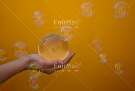 Fair Trade Photo Christmas, Colour image, Dreaming, Glass, Hand, Horizontal, Peru, Soapbubble, South America, Transparency, Transparent