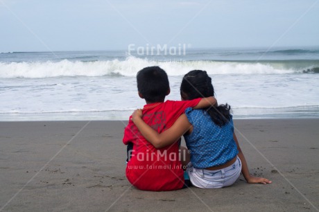 Fair Trade Photo Activity, Beach, Colour image, Cooperation, Emotions, Friendship, Happiness, Horizontal, Love, People, Peru, Playing, Sea, South America, Summer, Together, Two children