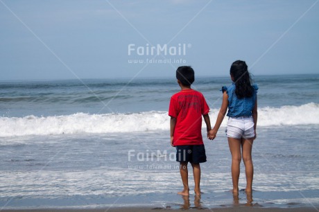 Fair Trade Photo Activity, Beach, Colour image, Cooperation, Emotions, Friendship, Happiness, Horizontal, Love, People, Peru, Playing, Sea, South America, Summer, Together, Two children