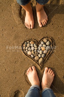 Fair Trade Photo Beach, Colour image, Foot, Friendship, Heart, Horizontal, Love, Peru, South America, Stone, Together, Valentines day