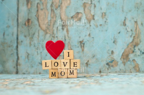 Fair Trade Photo Blue, Colour image, Heart, Horizontal, Letters, Love, Mothers day, Peru, Red, South America, Text, Wood