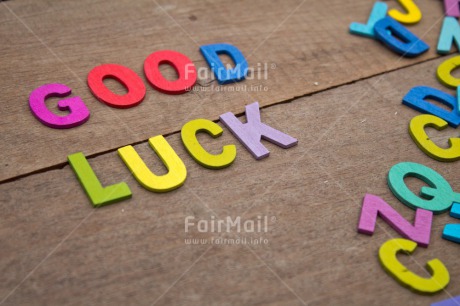Fair Trade Photo Colour image, Colourful, Exams, Good luck, Letters, Multi-coloured, Peru, School, South America, Success, Table, Text, Wood